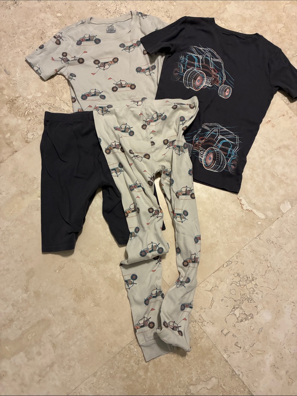Carter's Boys Pajama Set - Dark Gray  and Tan with Dune Buggy Print